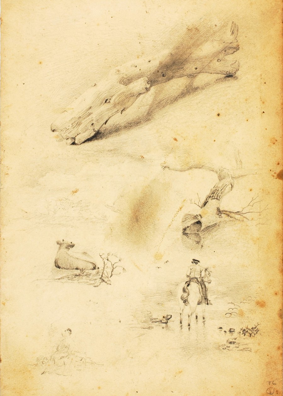 (Studier - figurer, stock, häst och ryttare etc.) av William Page