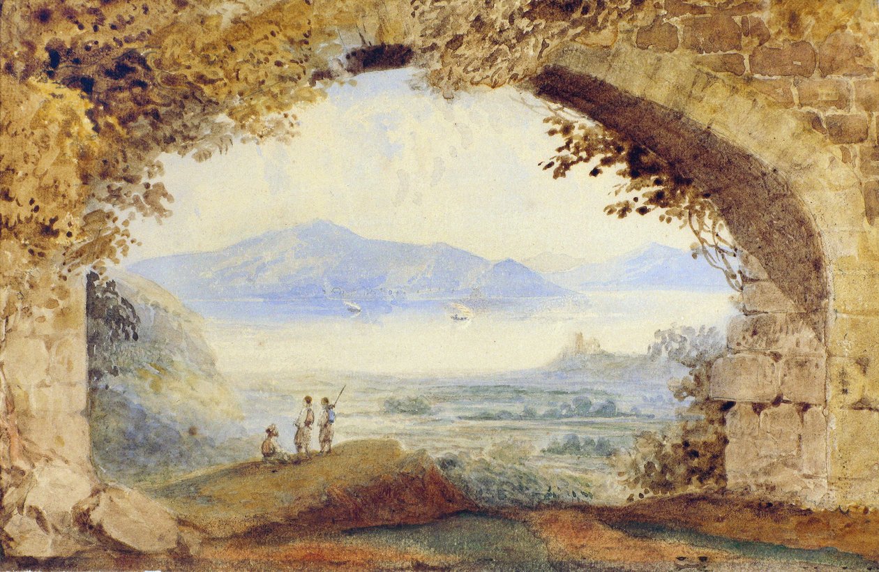 Grekiska figurer under en ruinerad båge (akvarell) av William Page
