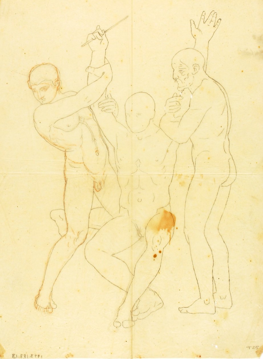 Mose, Aron och Hur på berget Horeb (aktstudie) av William Page