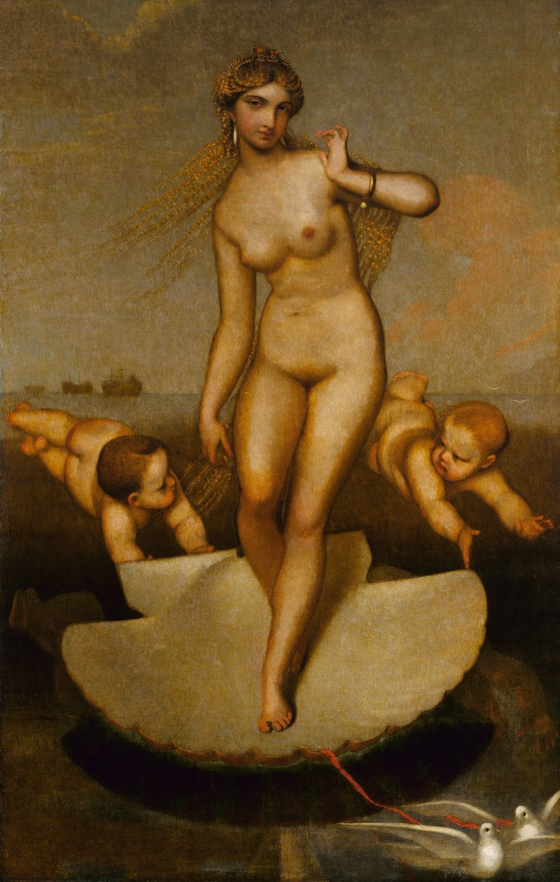 Venus guidar Eneas och trojanerna till den latinska kusten av William Page