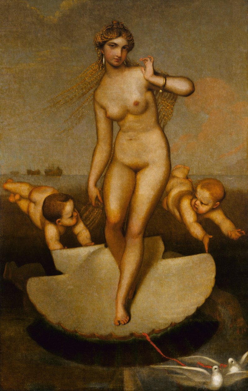 Venus leder Eneas och trojanerna till den latinska stranden, 1862. av William Page