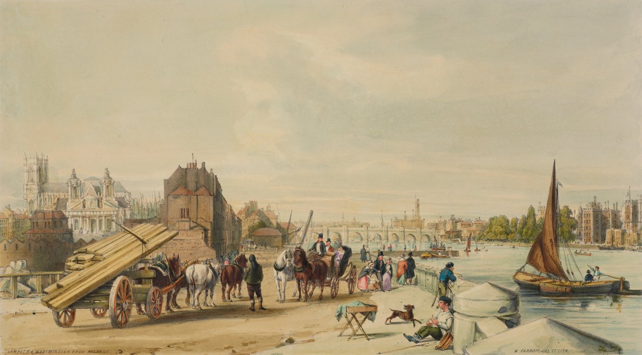 Millbank, Westminster, London, 1840. av William Parrott