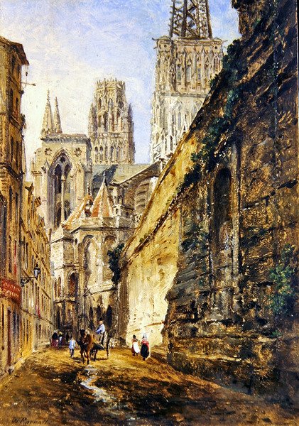 Rouens katedral, ca 1860 (olja på papper ombord) av William Parrott