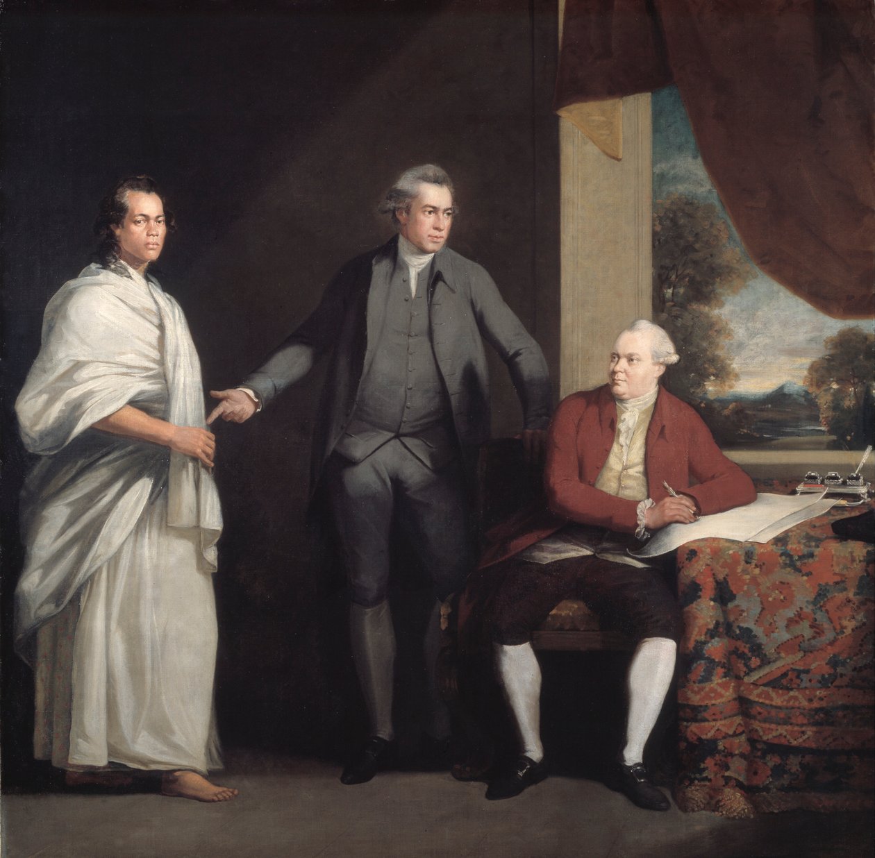 Omai, Joseph Banks and Dr Daniel Solander, c1775-6. av William Parry