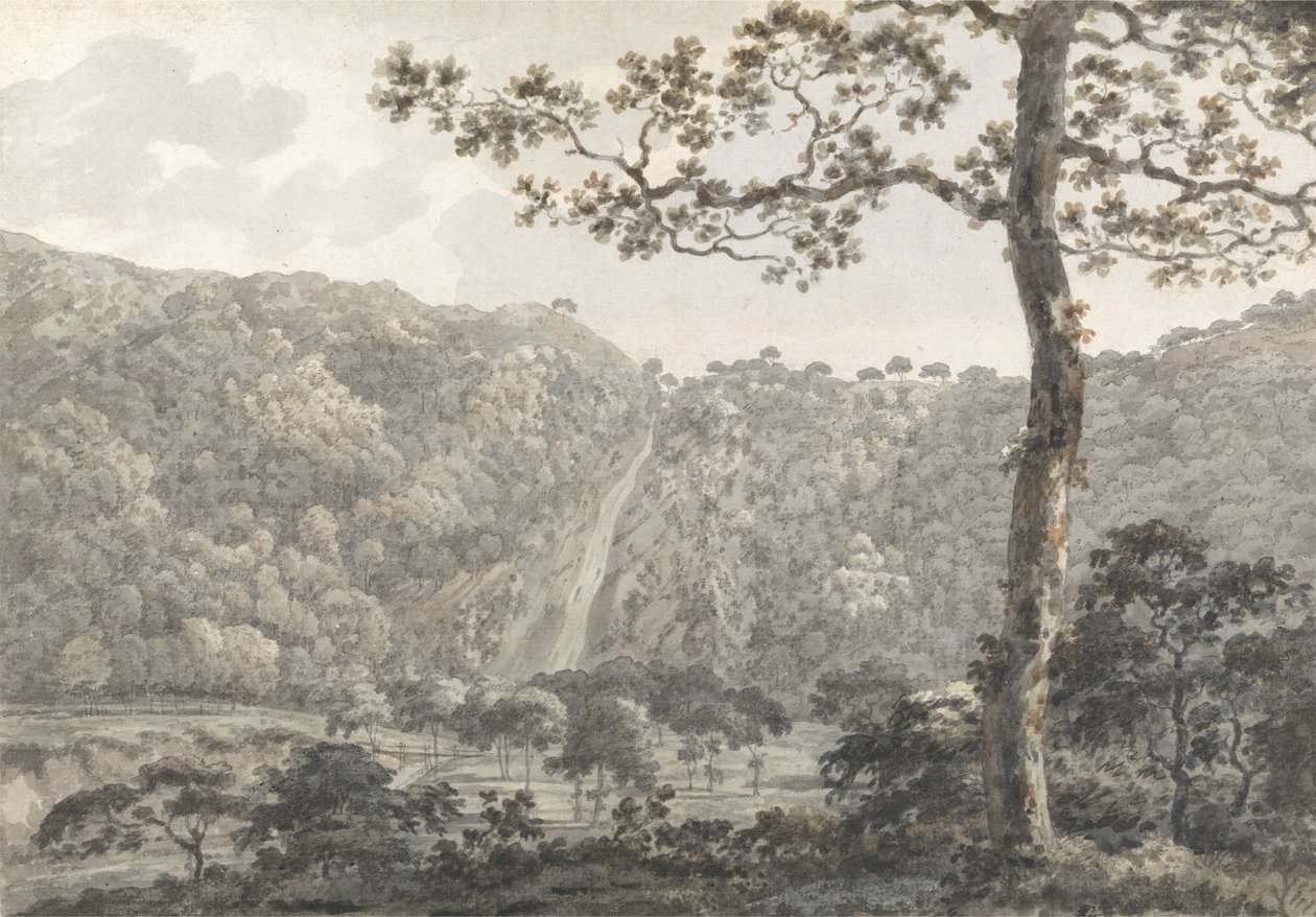 The Falls at Powerscourt, Co. Wicklow, Irland (wc på papper) av William Pars