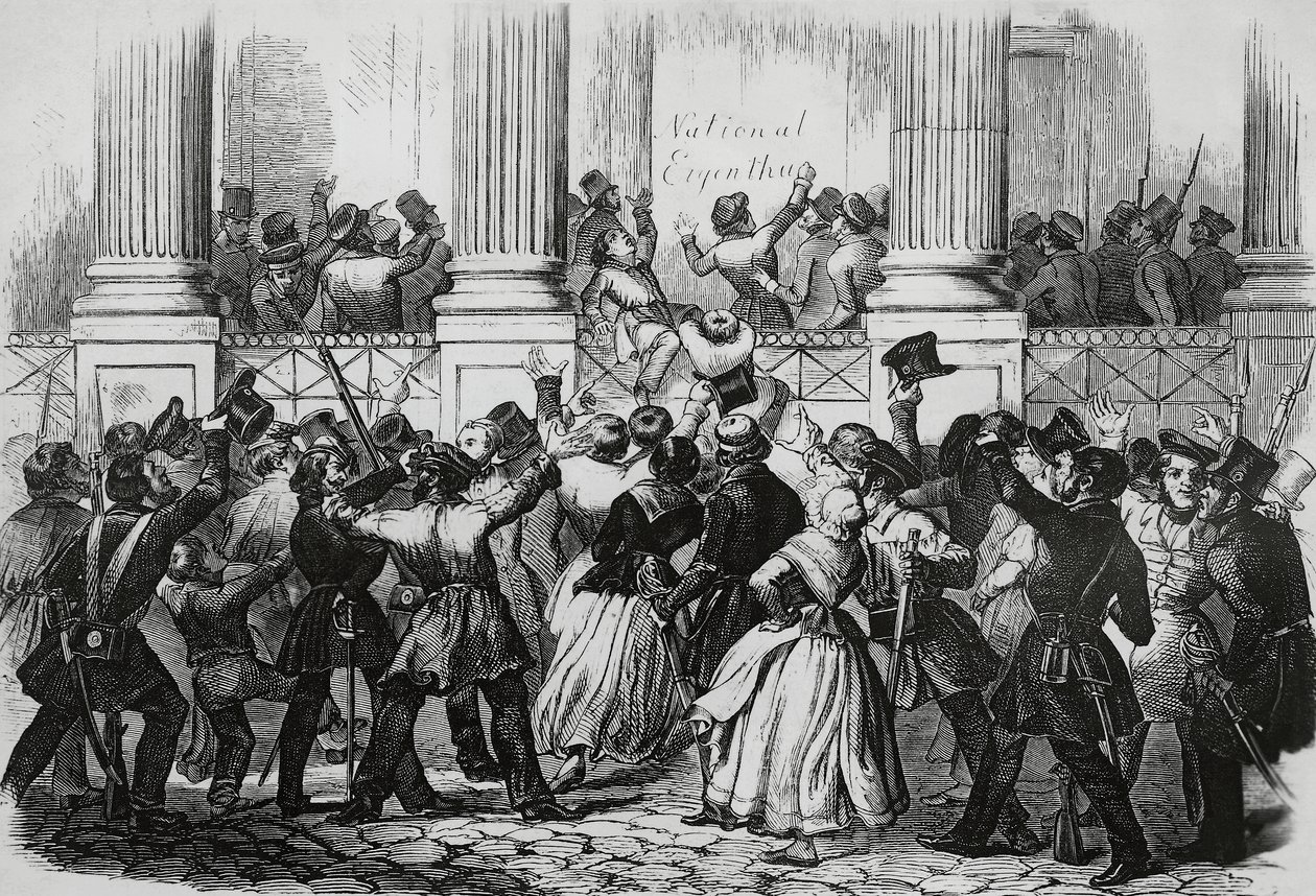 Revolution i Berlin framför William I:s palats, mars 1848, Tyskland av Nicolas Toussaint Charlet