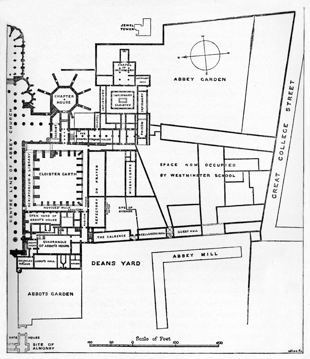 Plan över Benedictine Abbey of Westminster, c1897 av William Patten