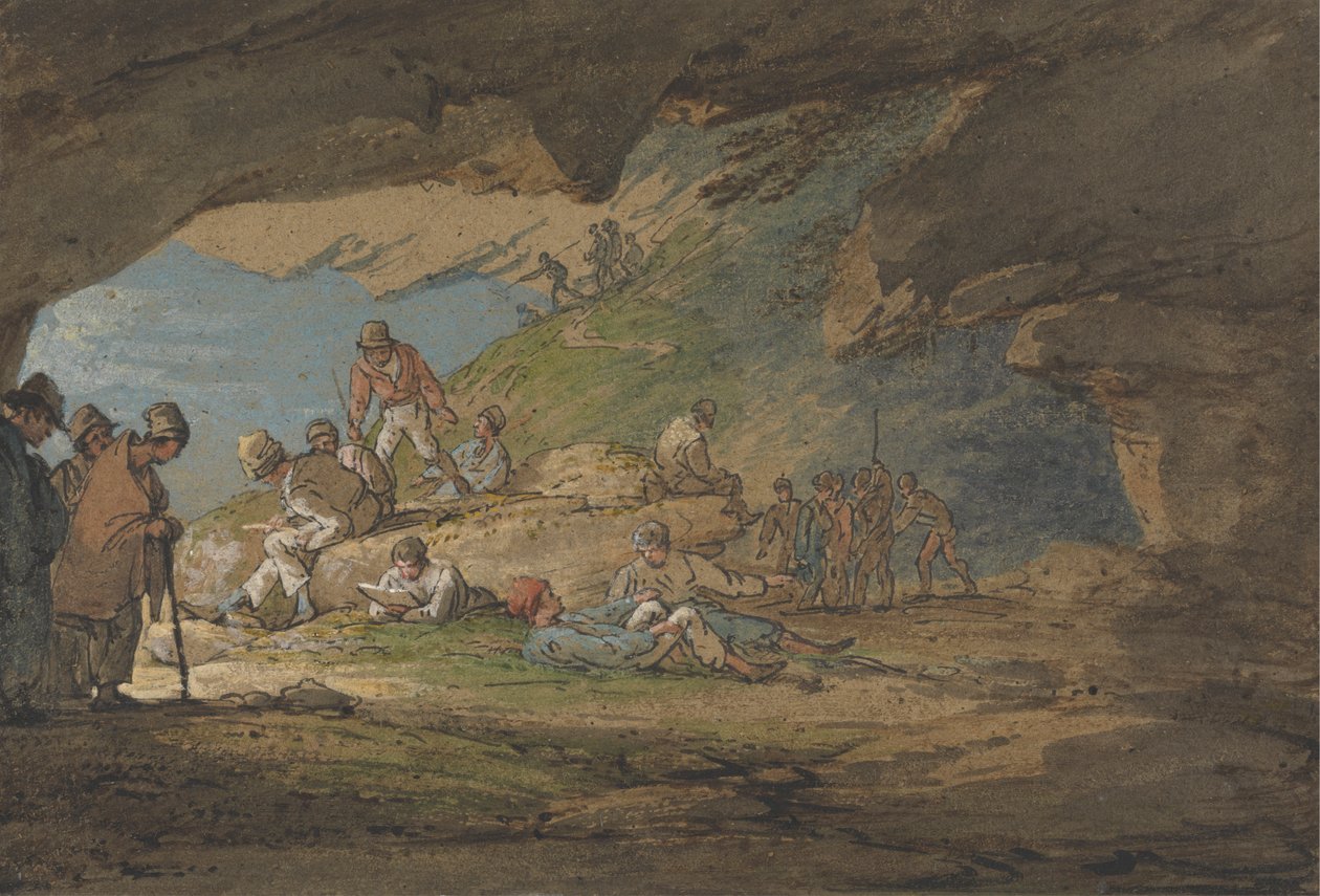 En grotta i solljus, med figurer av William Payne