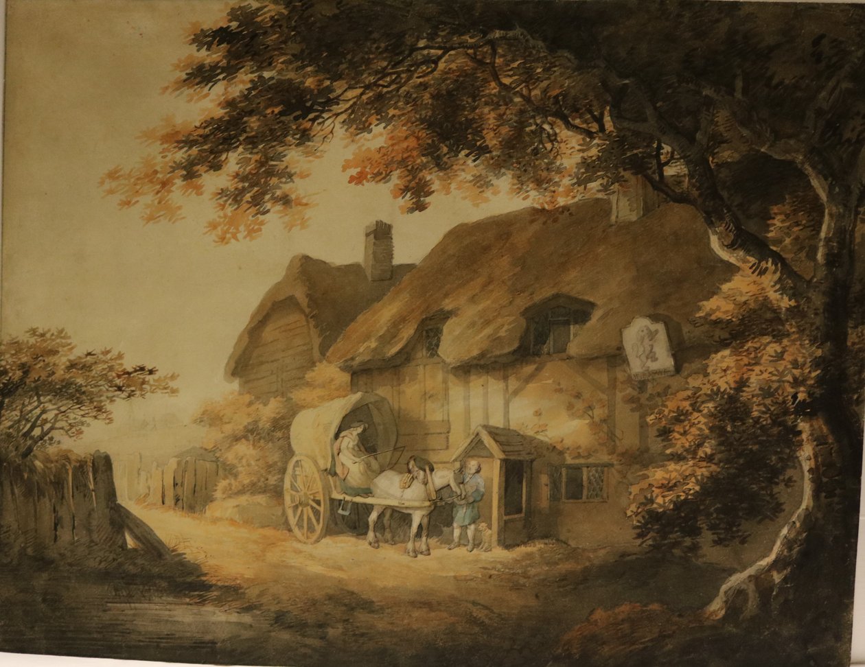 Ett värdshus vid vägkanten, ca 1800 (akvarell på papper) av William Payne