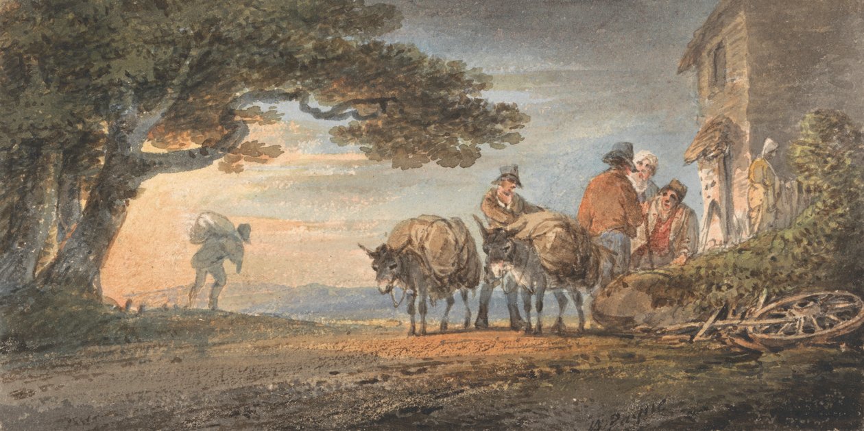 Förare och Burros vilar vid solnedgången av William Payne