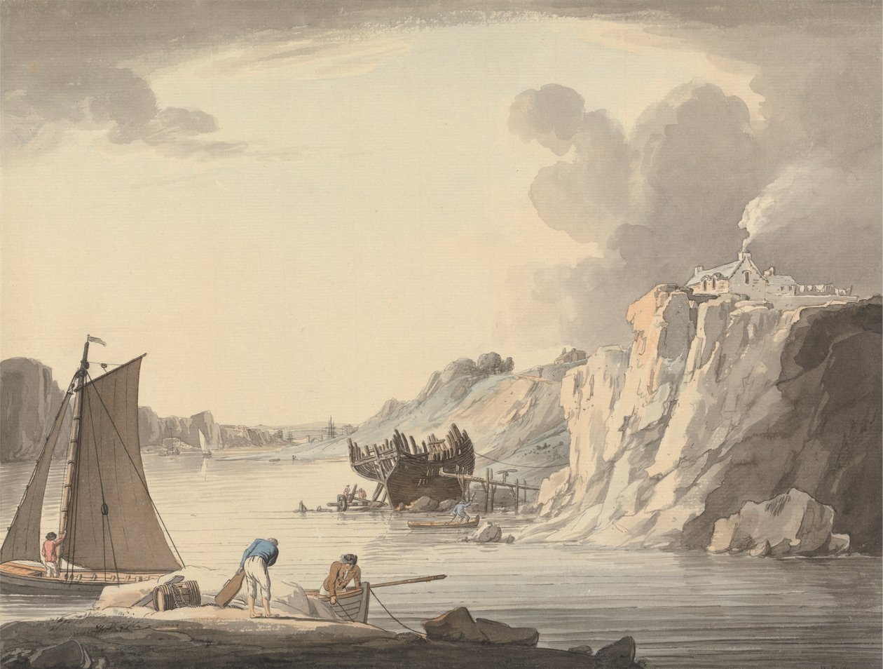 Ingång till Stonehouse Creek, mellan Plymouth och Dock, Devon av William Payne