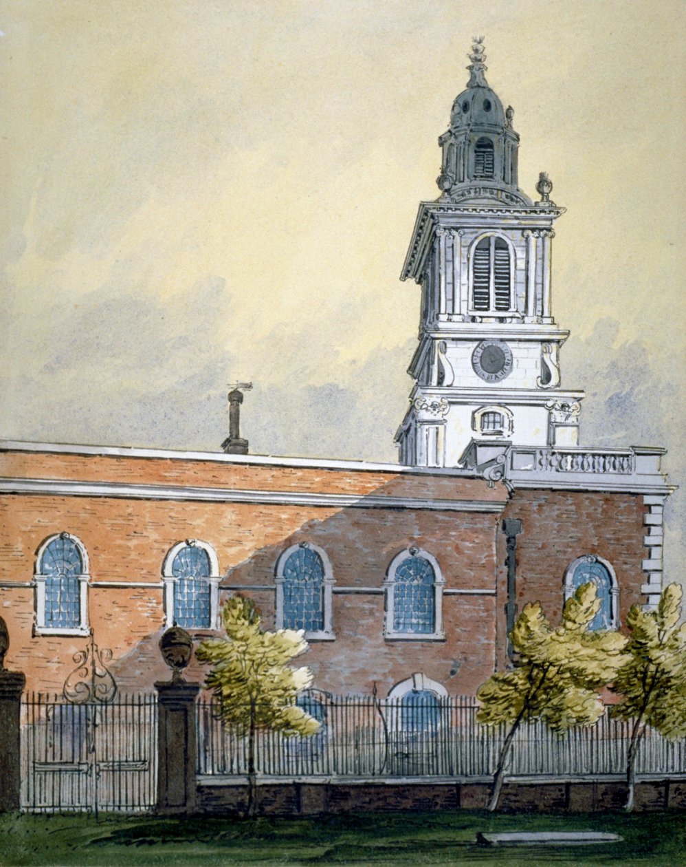 Church of St Botolph utan Bishopsgate, City of London, c1815 av William Pearson