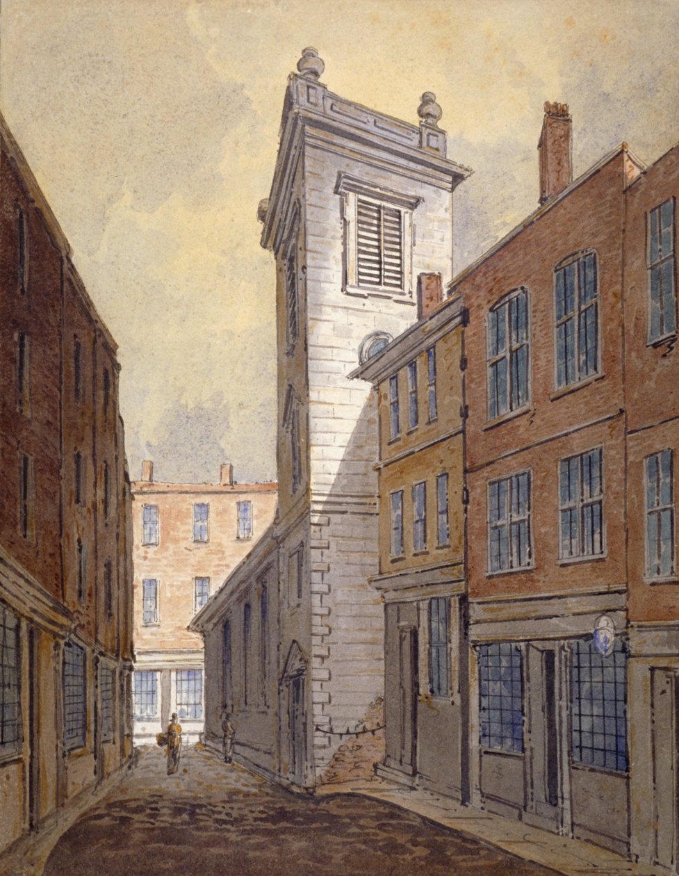 Church of St George Botolph Lane från George Lane, City of London, c1813 av William Pearson