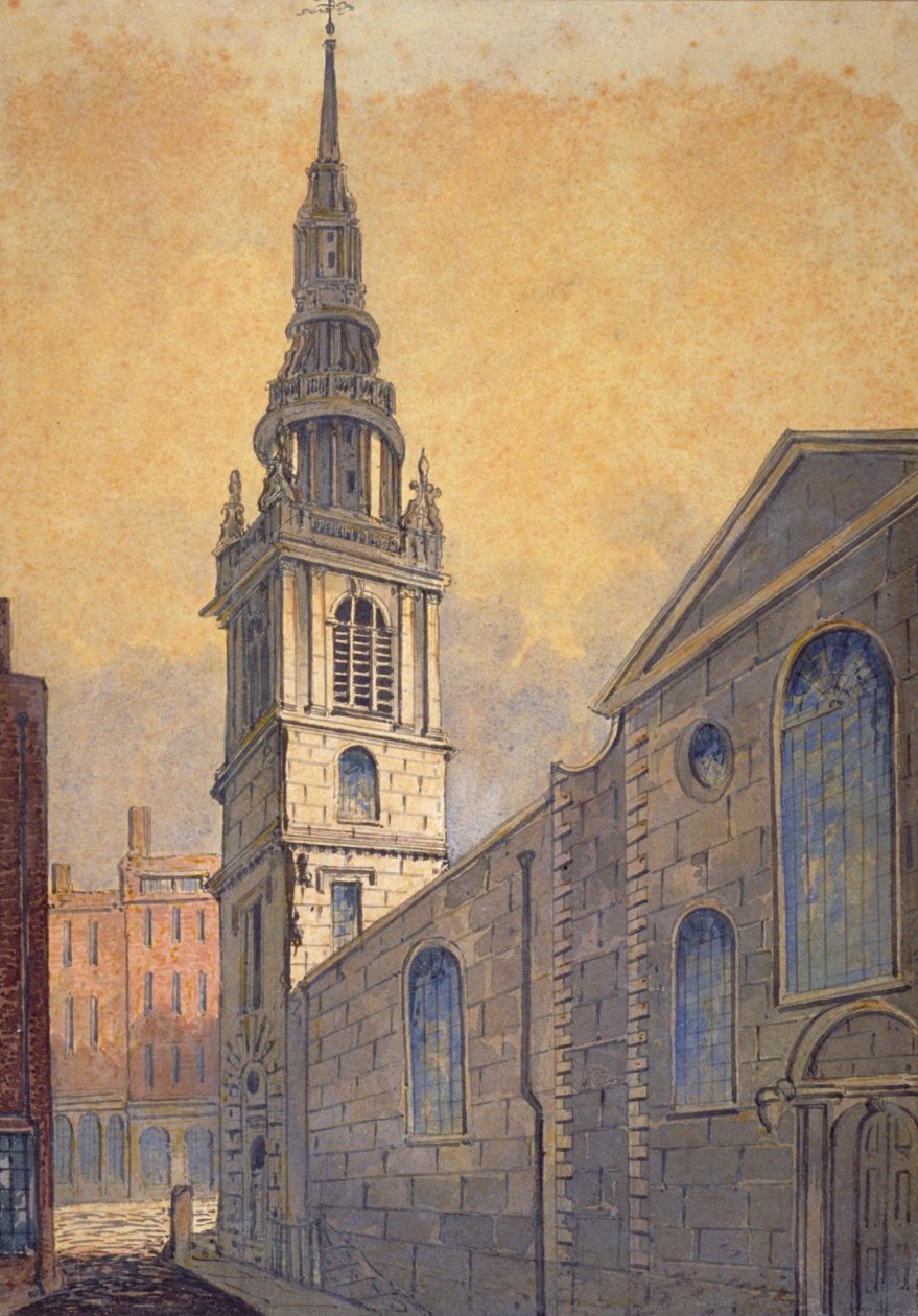 Church of St Mary le Bow från Bow Churchyard, City of London, c1815 av William Pearson