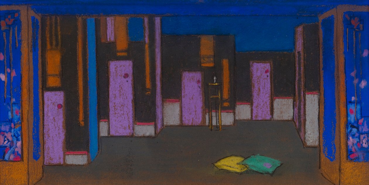 Hall med dörrar (scenografi för Alice i Underlandet, 1915) av William Penhallow Henderson