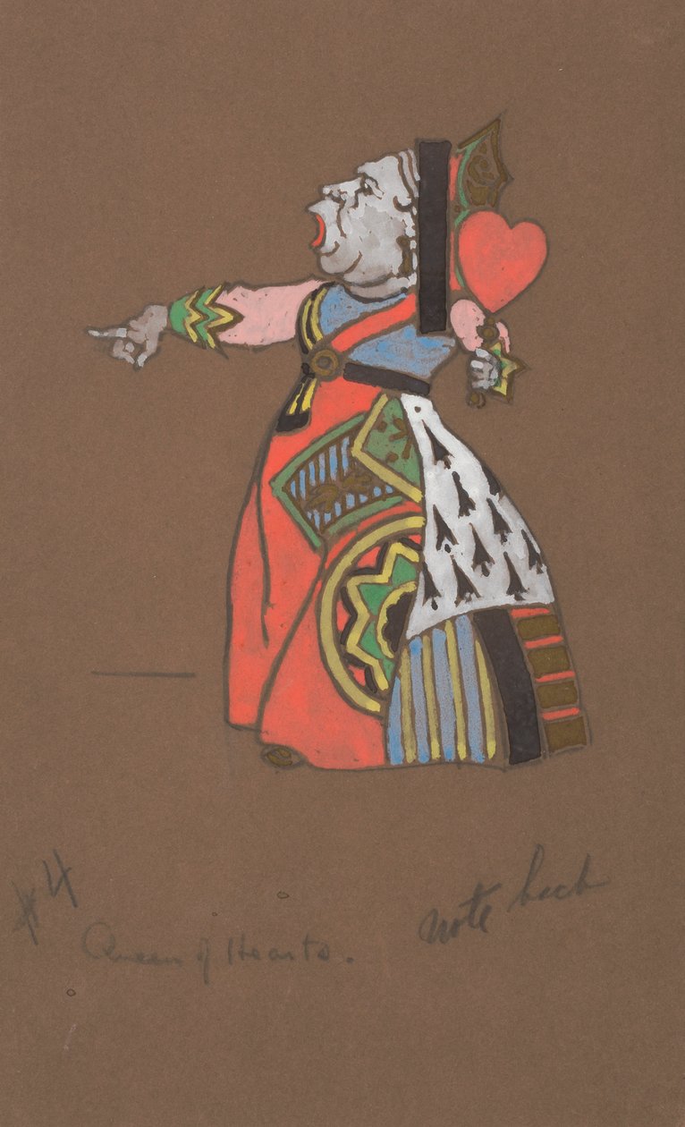 Queen of Hearts kostymdesign för Alice-in-Wonderland. av William Penhallow Henderson