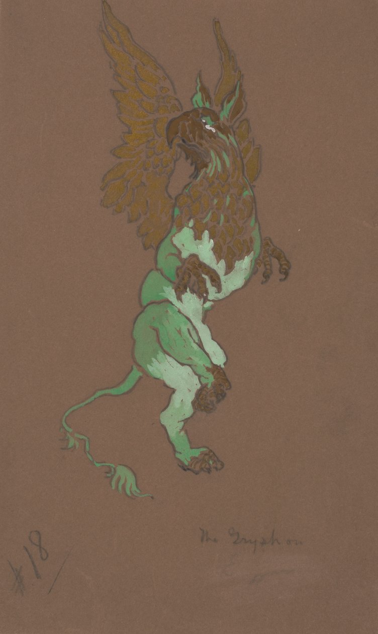 Gryphon-kostymdesignen för Alice-in-Wonderland, 1915. av William Penhallow Henderson