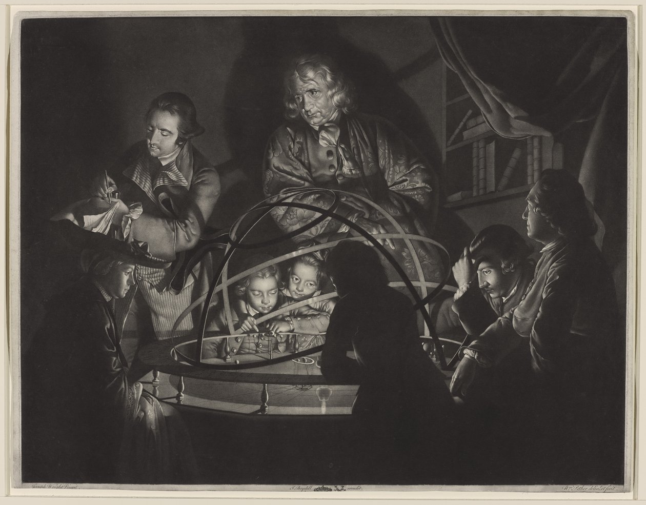 En filosof håller en föreläsning i Orrery, efter Joseph Wright från Derby (1734-97) av William Pether