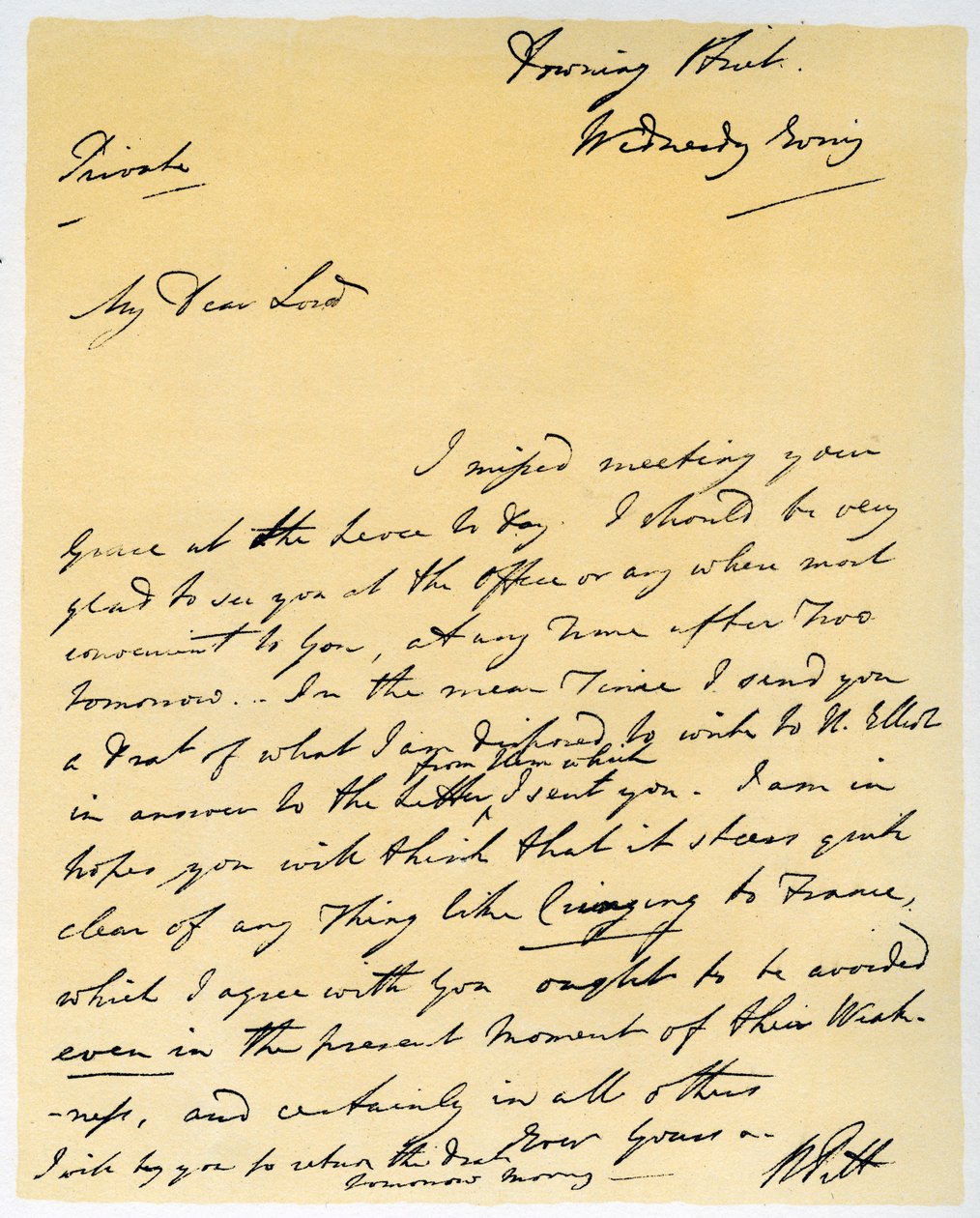 Brev från William Pitt den yngre, oktober 1790. av William Pitt