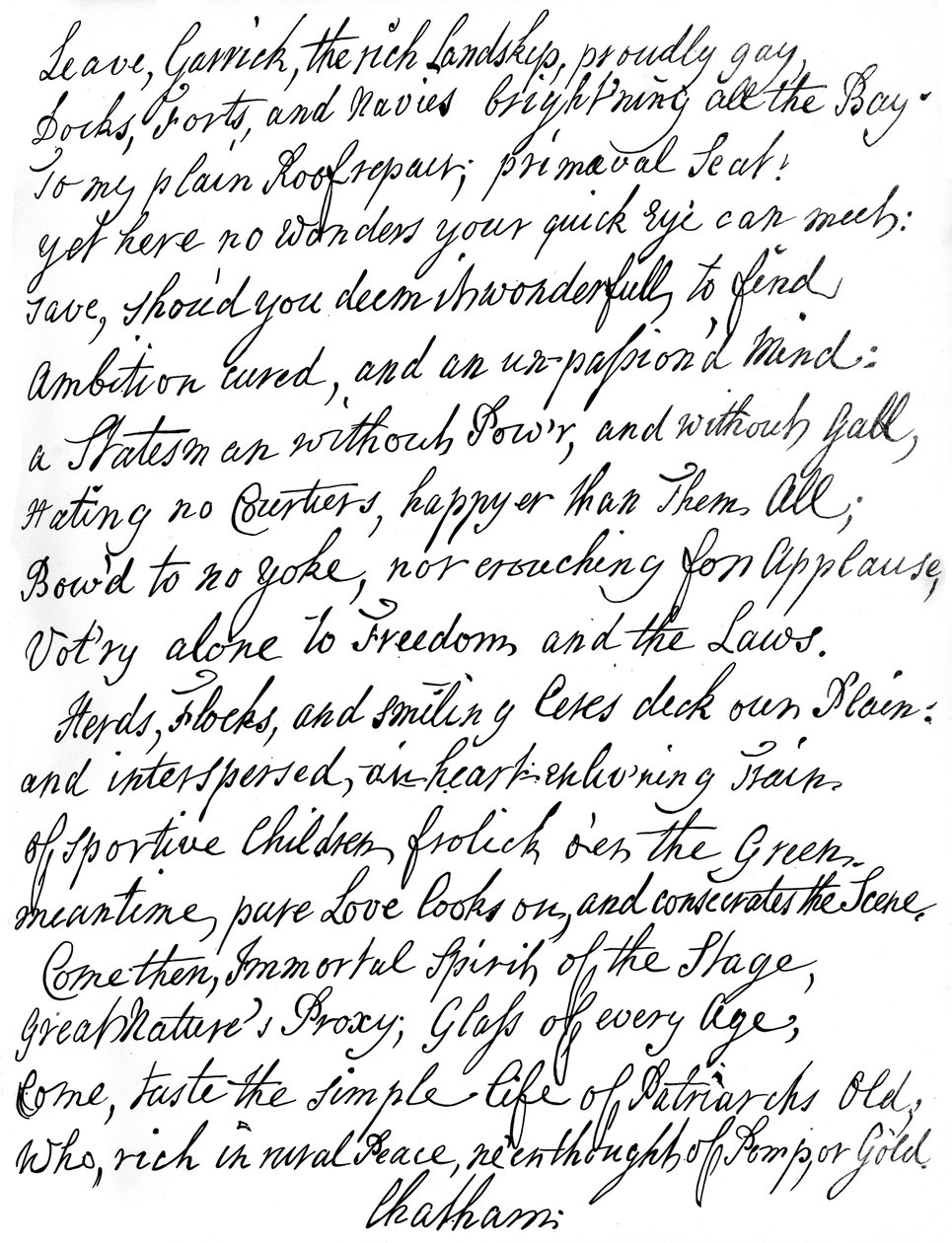 Dikt av Lord Chatham till David Garrick, 1700-talet, 1840 av William Pitt