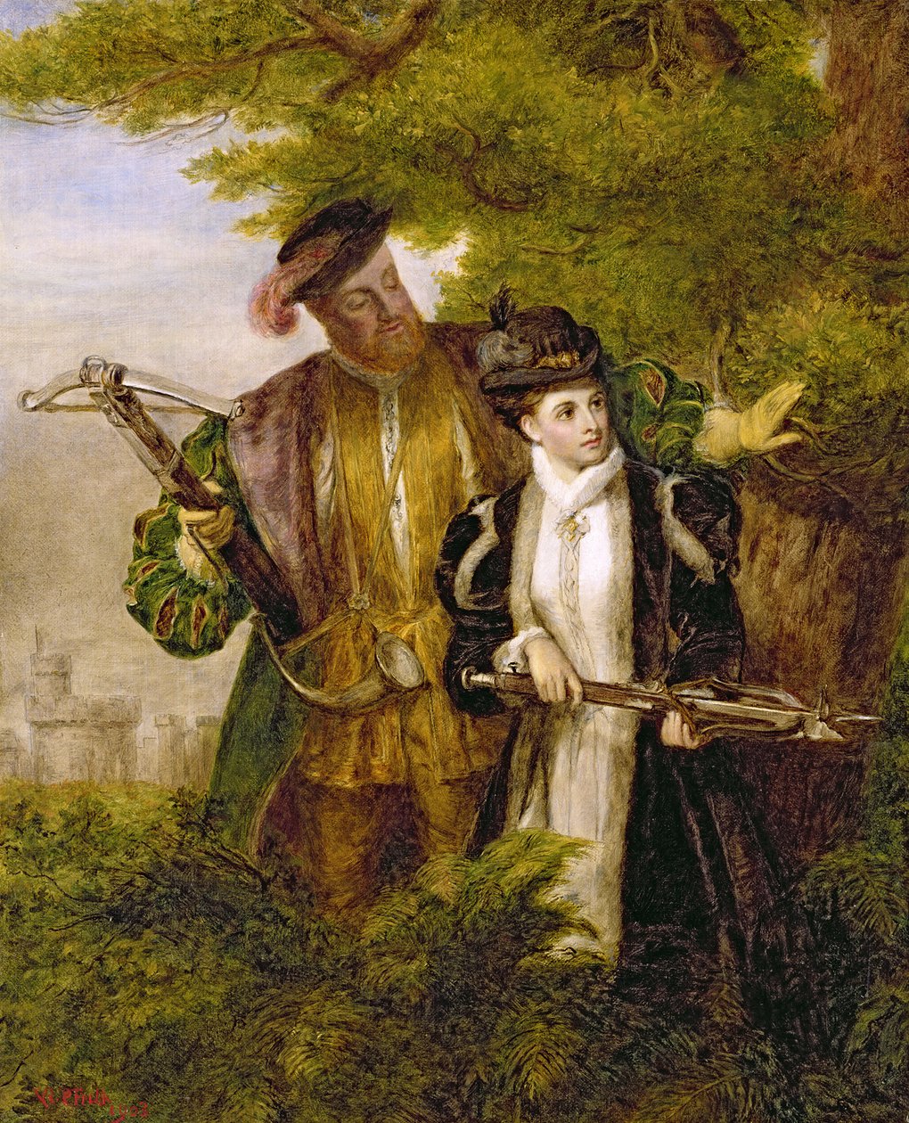 Kung Henry och Anne Boleyn hjortar skjuter i Windsor Forest, 1903 av William Powell Frith