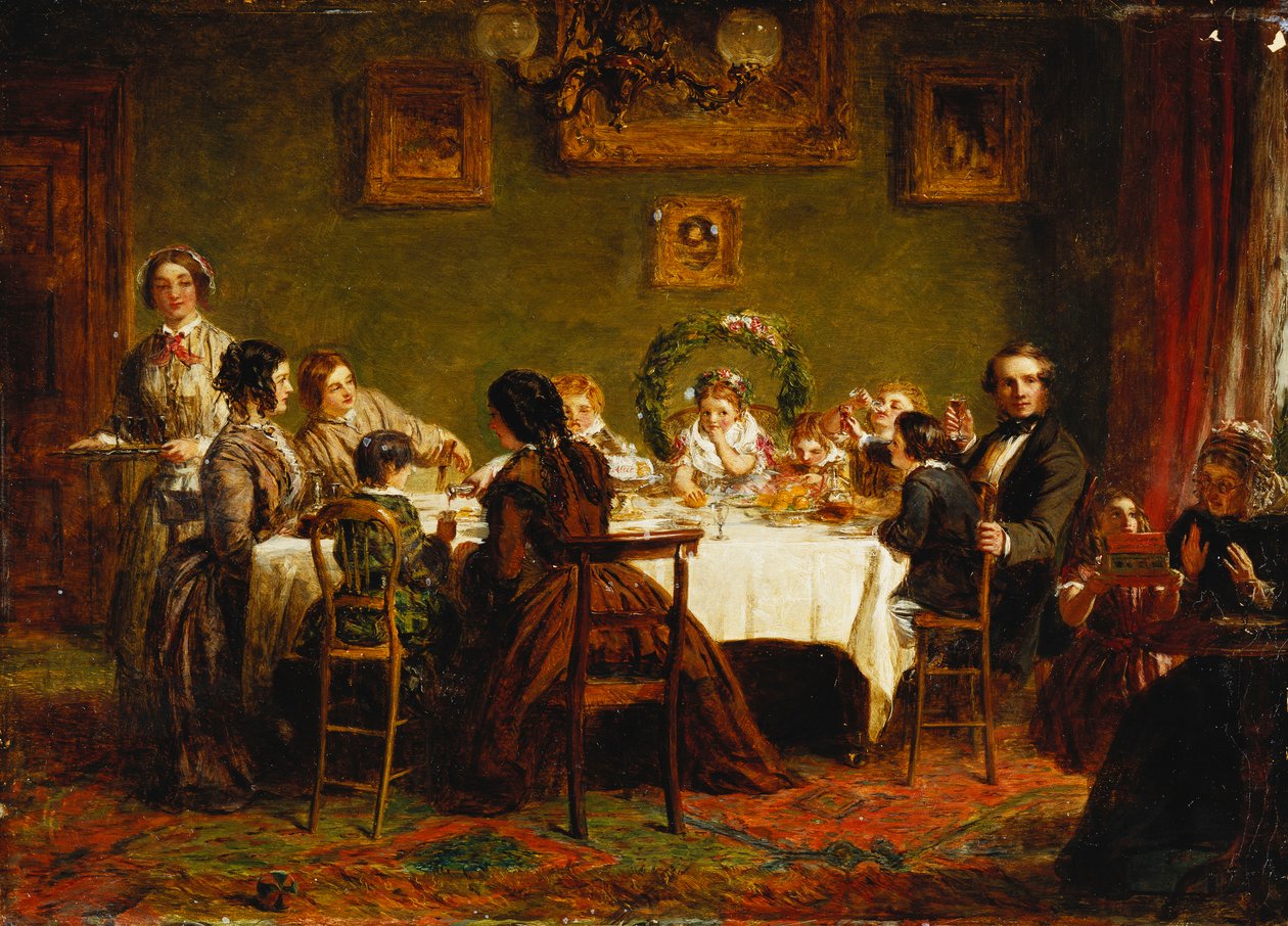 Skiss för "Många lyckliga återkomster av dagen", ca. 1856 (olja ombord) av William Powell Frith