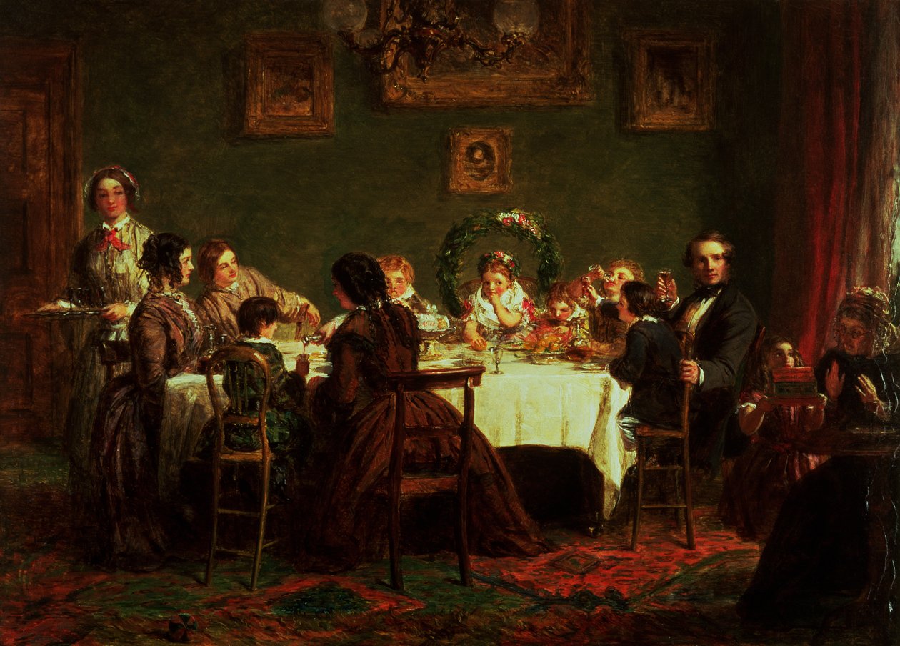 Skissen för "Många lyckliga återkomster av dagen" (olja ombord) (se även 38250) av William Powell Frith