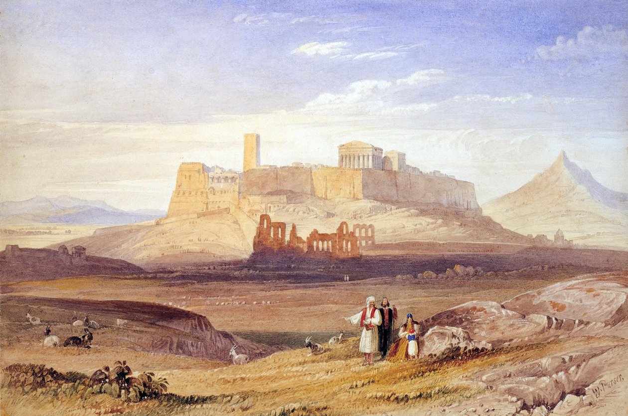Utsikt över Aten med Akropolis och Herodes Atticus Odeon - Purser, William (1789-1852) - Första kvartalet av 1800-talet. - Olja på duk - 26x40 - Benaki Museum, Aten av William Purser