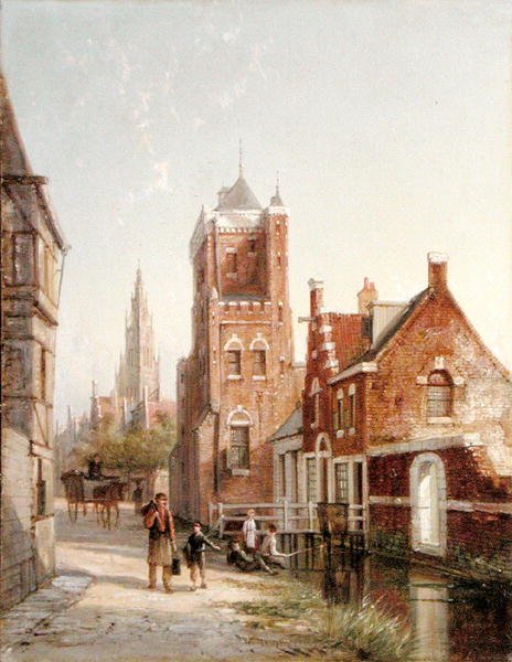 Ammsfoord, Holland (olja på duk) av William R. Dommersen