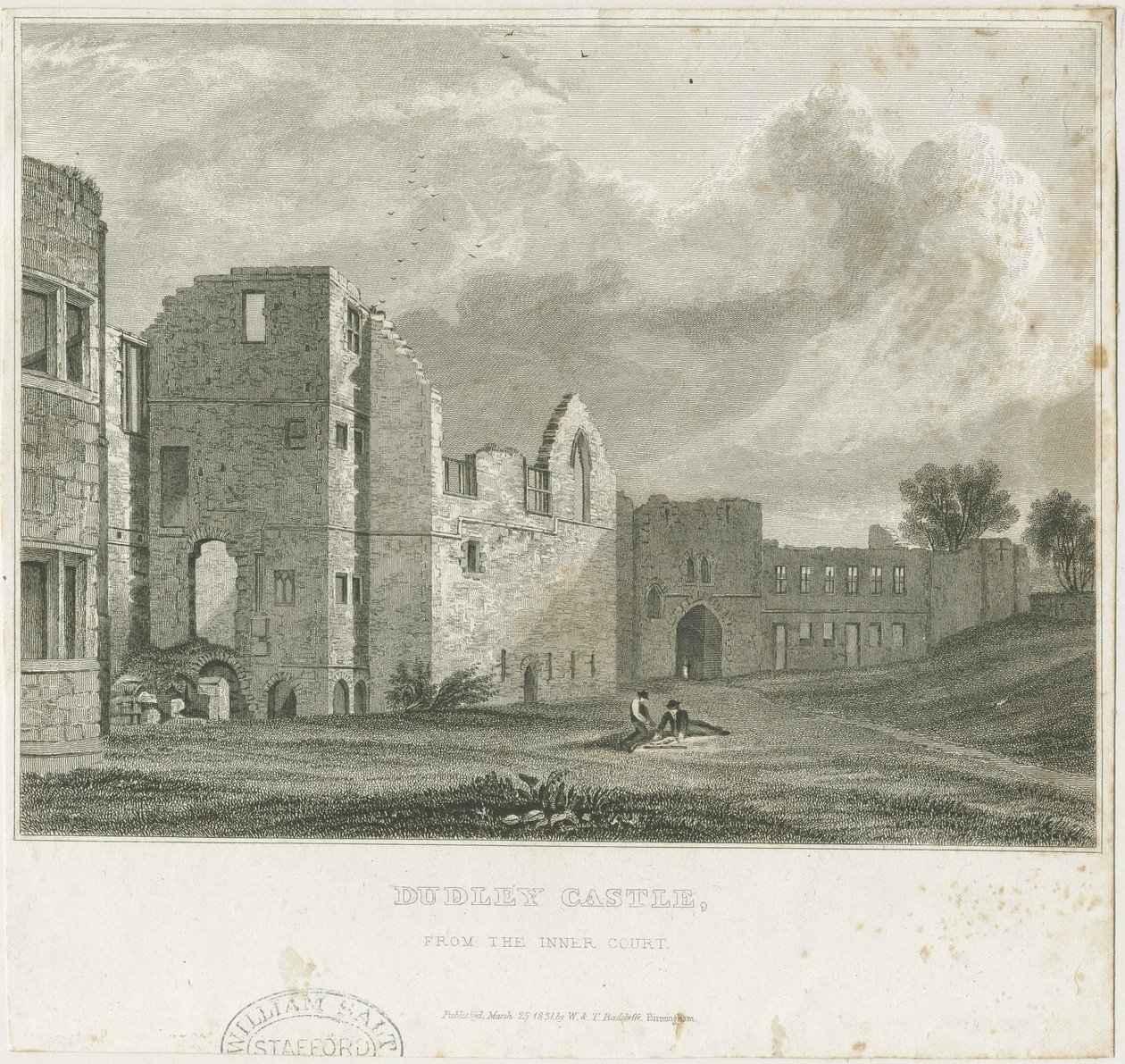 Dudley Castle - The Keep: stålgravyr, nd [c1831] av William Radclyffe