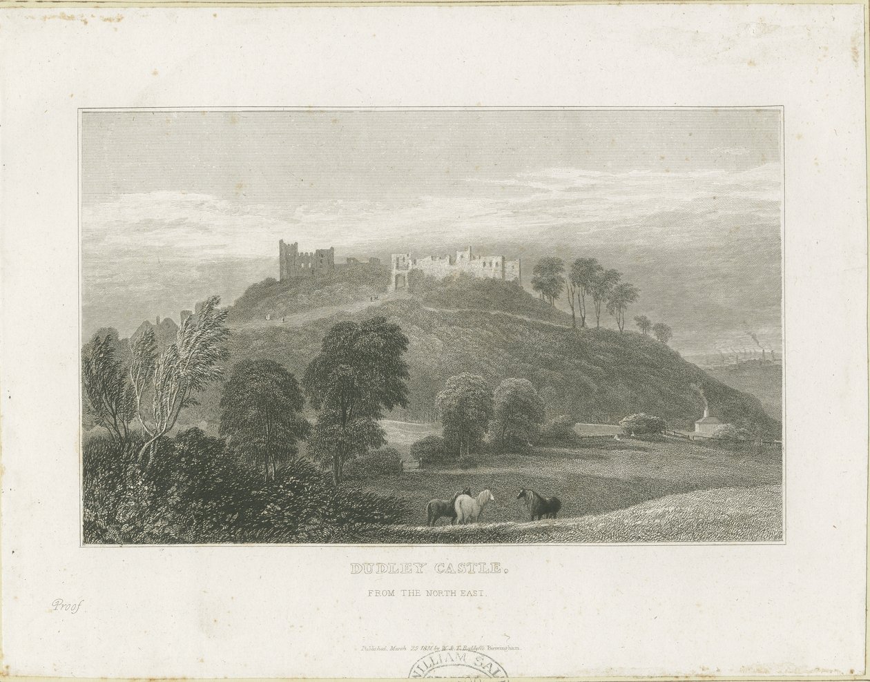 Dudley Castle: stålgravyr, nd [c1830] av William Radclyffe
