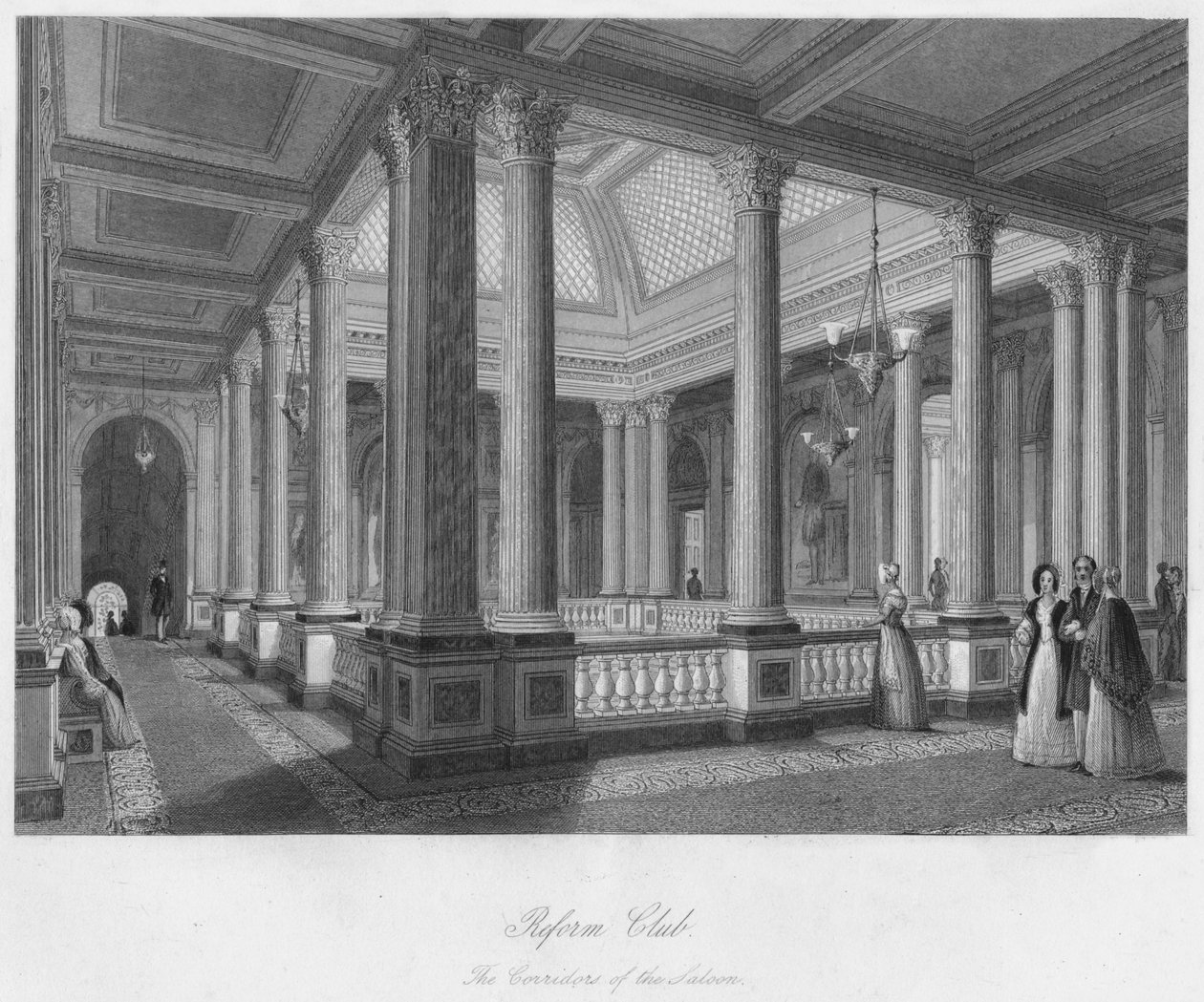 Reformklubben. Salongens korridorer, c1841 av William Radclyffe