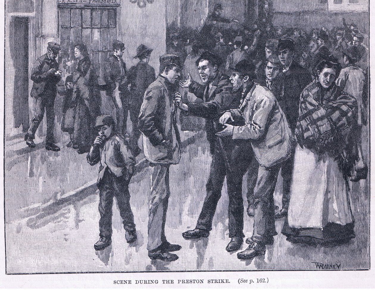 Scen under Preston-strejken 1856 AD av William Rainey