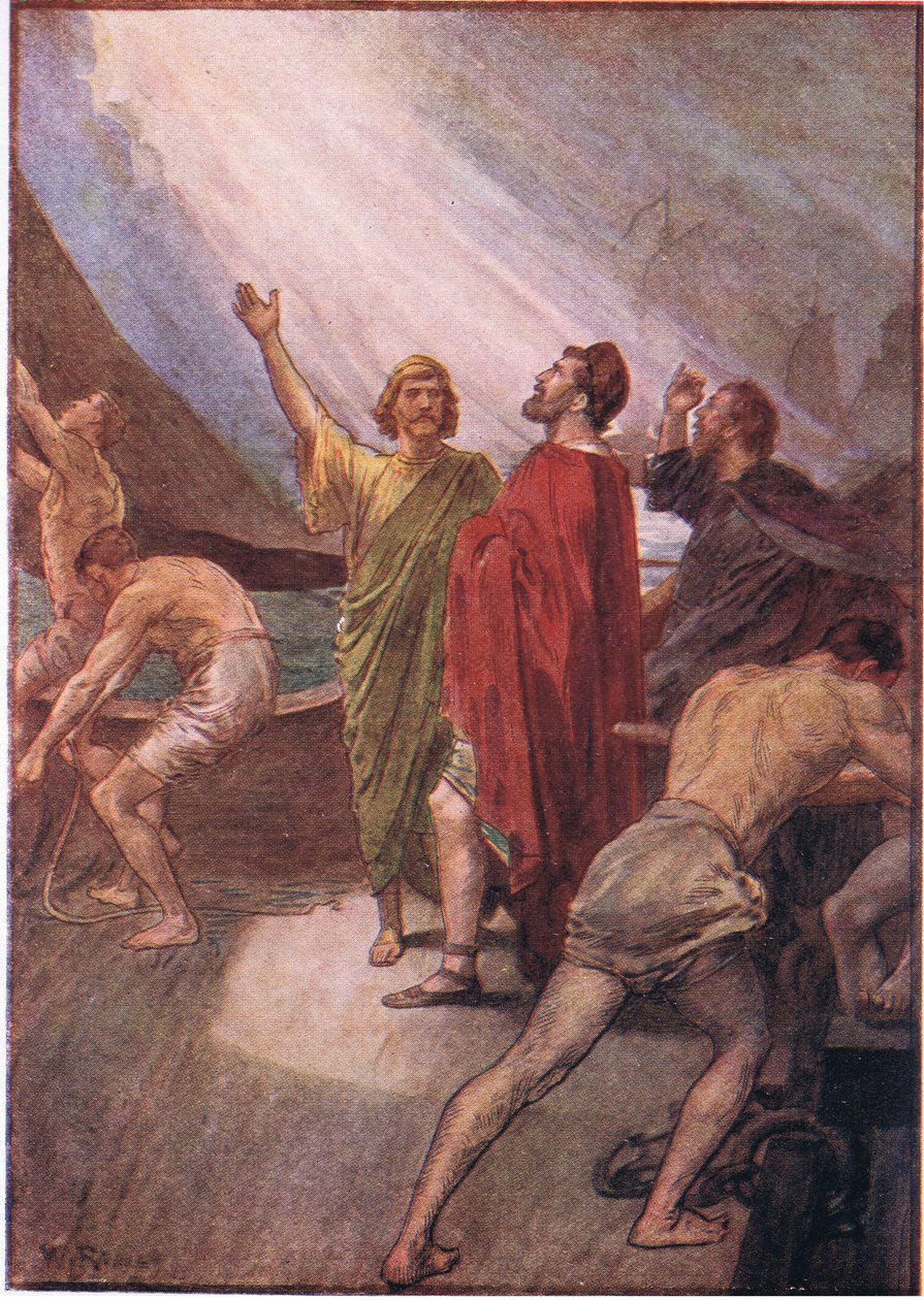 Timoleon sätter segel mot Sicilien, från Plutarch Lives utgiven av T C & E C Jack Ltd av William Rainey