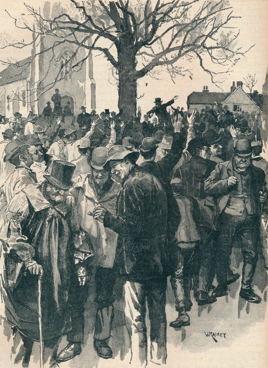 Warwickshire lantarbetare strejkar: möte i Whitnash, 1872 1906 av William Rainey