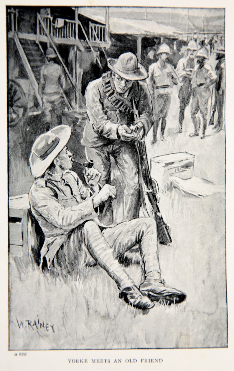 Yorke träffar en gammal vän, en illustration från "With Roberts to Pretoria": A Tale of the South African War" av G.A. Henty, pub. London, 1902 av William Rainey