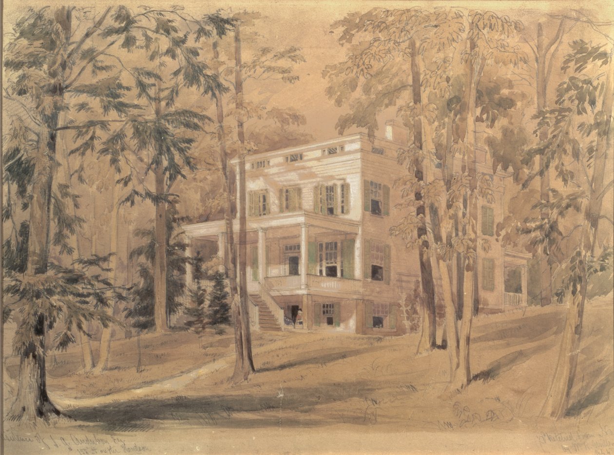 The House of John James Audubon, New York av William Rickarby Miller
