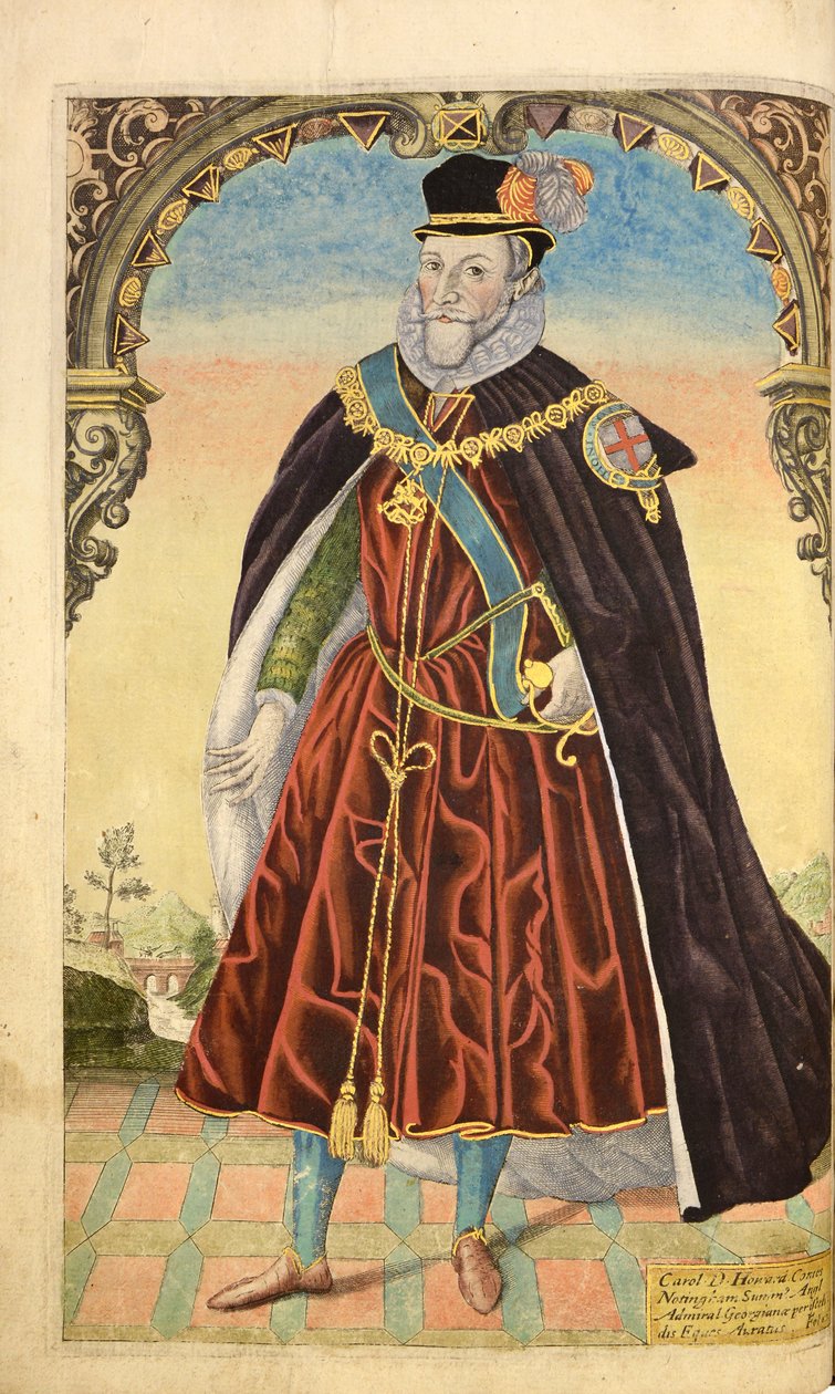 Charles Howard, First Earl of Nottingham, från Honor Military, och Civill, William Segar, pub. Robert Barker, London, 1602 (handfärgad gravyr) av William Rogers