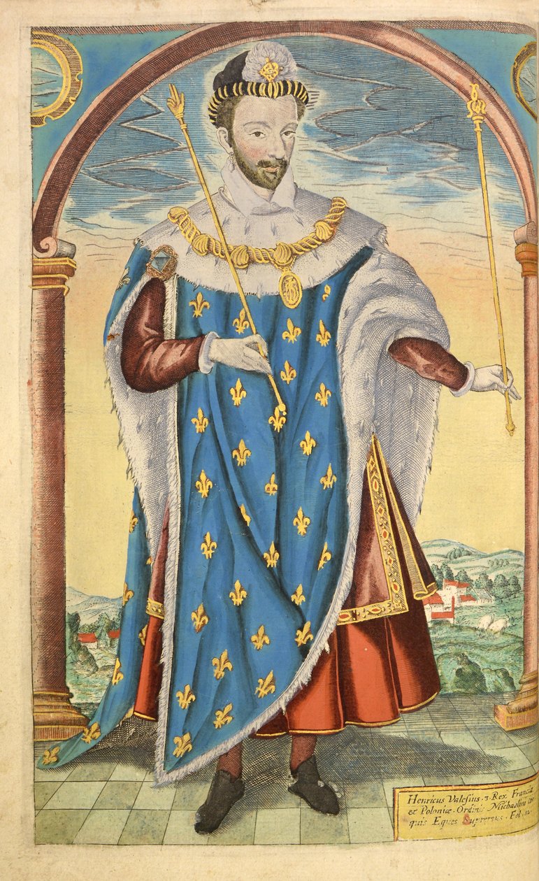 Henry III av Frankrike, från nHonor Military, och Civill, William Segar, pub. Robert Barker, London, 1602 (handfärgad gravyr) av William Rogers