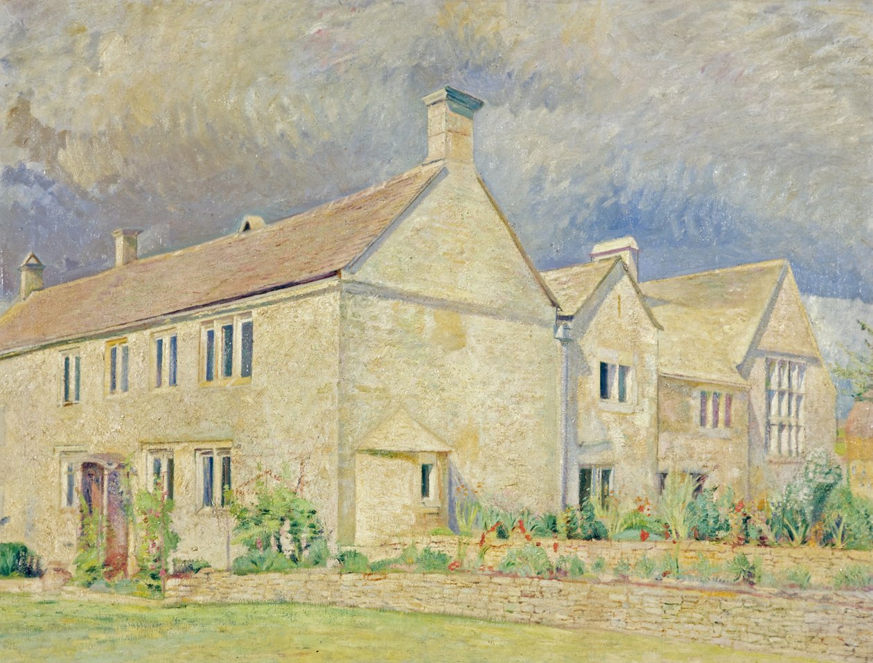 Iles Farm, Far Oakridge, Gloucestershire (olja på duk) av William Rothenstein