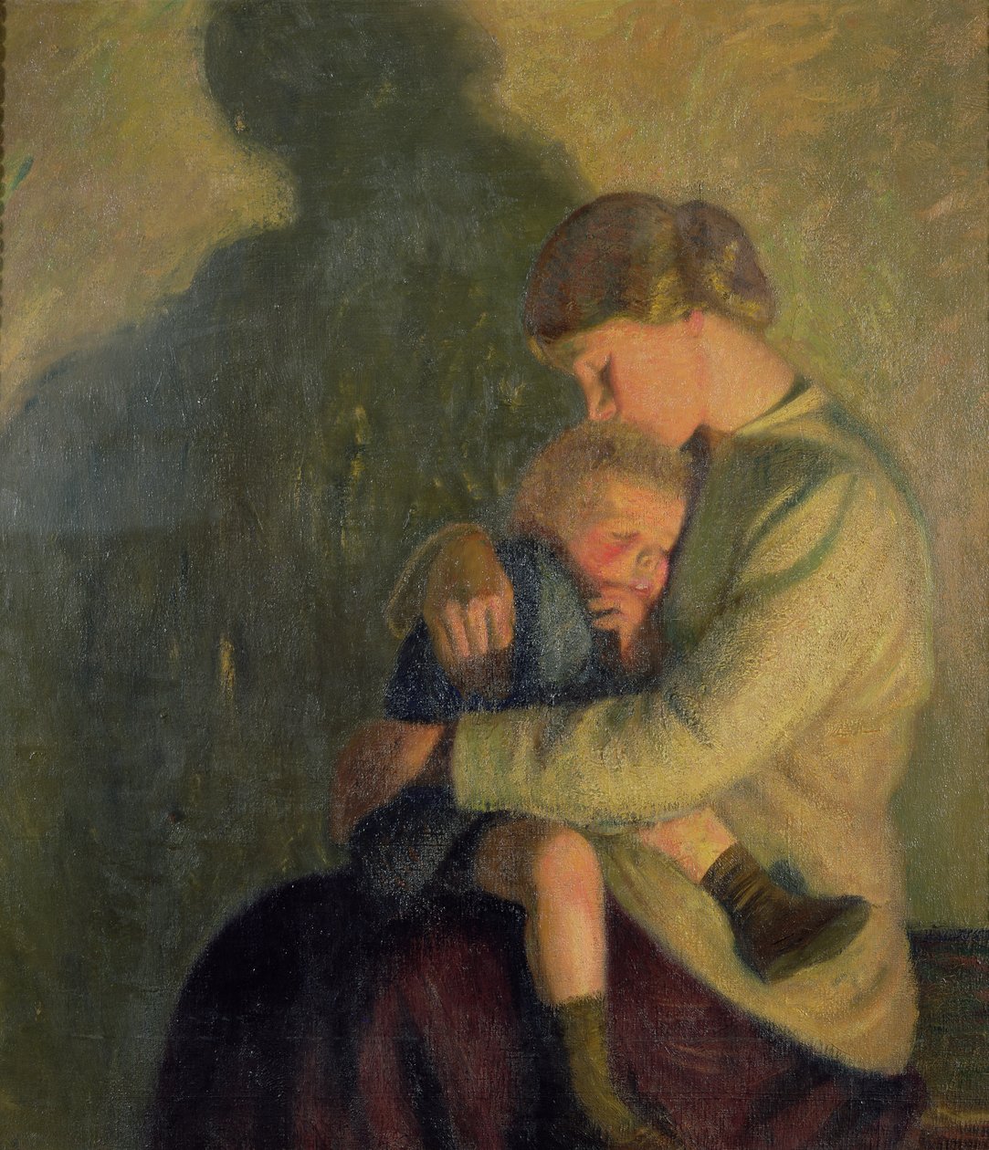 Mor och barn: Candlelight (olja på duk) av William Rothenstein