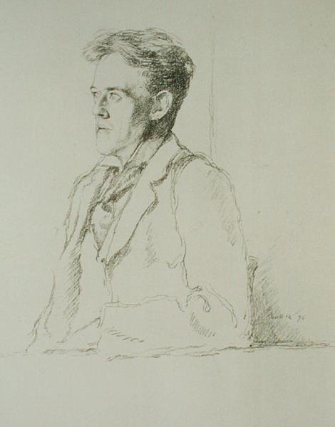 Porträtt av Hilaire Belloc (1870-1953) av William Rothenstein