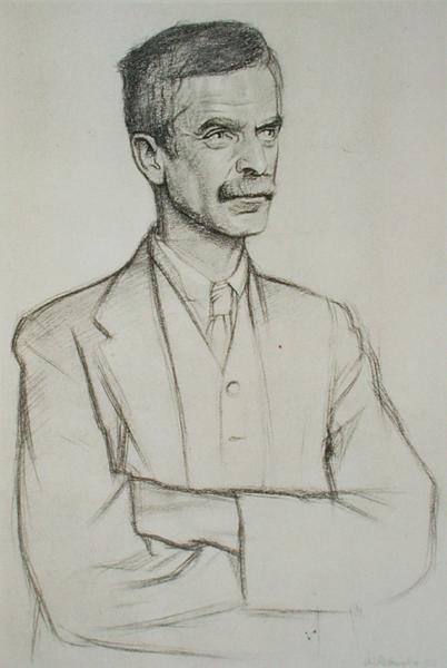 Porträtt av John Lawrence Le Breton Hammond (1872-1949) av William Rothenstein