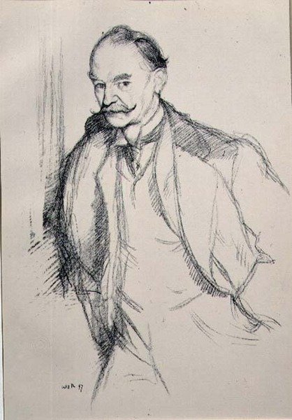 Porträtt av Thomas Hardy (1840-1928) från serien "English Portraits" av William Rothenstein