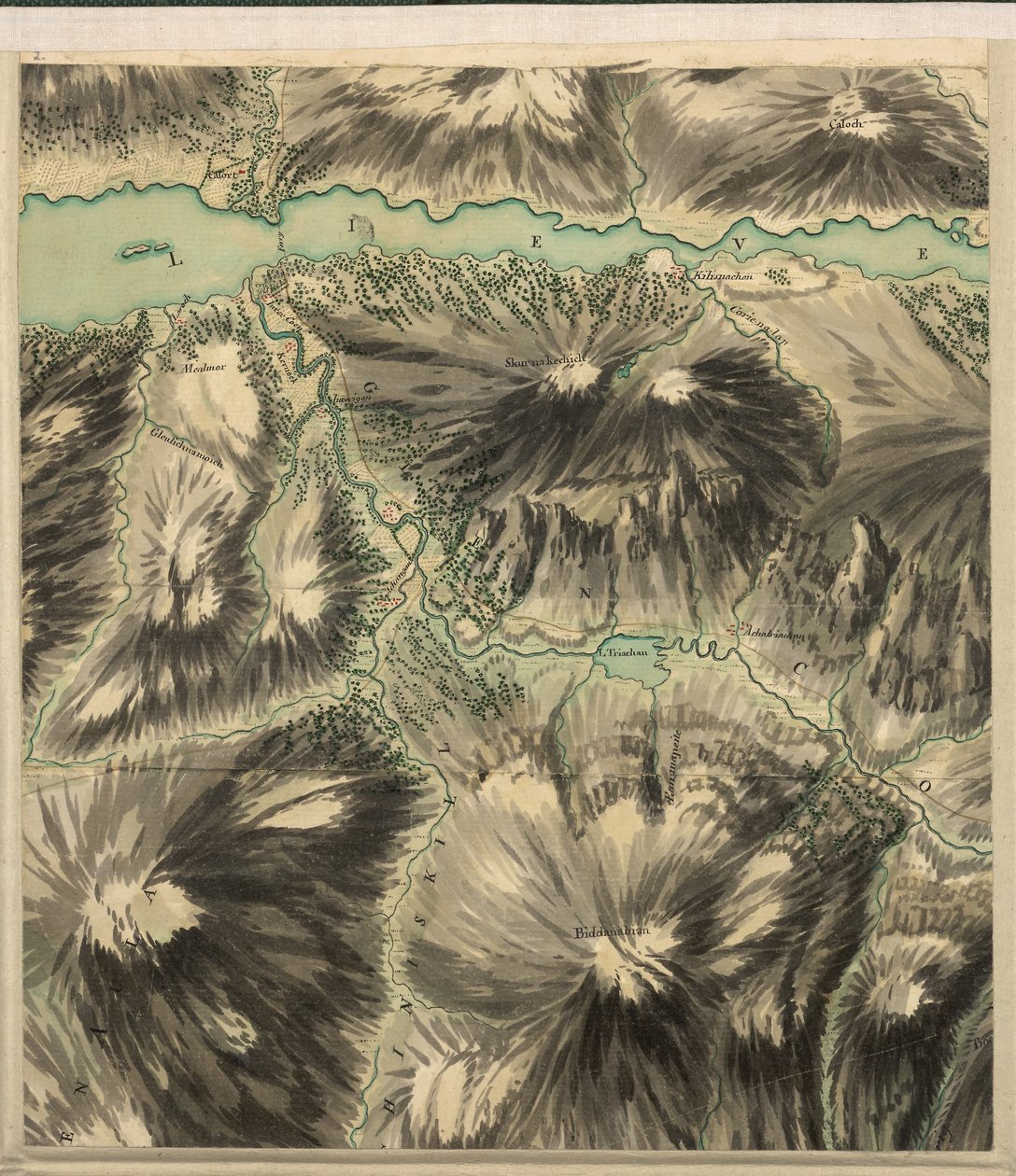 Pass of Glencoe, från Roy Military Survey of Scotland av William Roy
