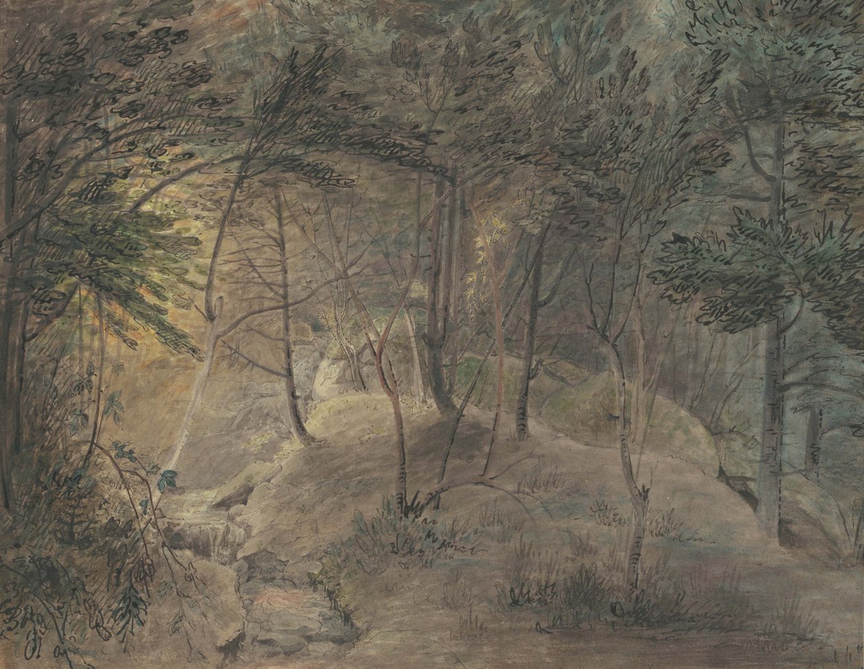 The View from the Springhouse at Echo, c.1808 (akvarell och bläck på vävt papper) av William Russell Birch