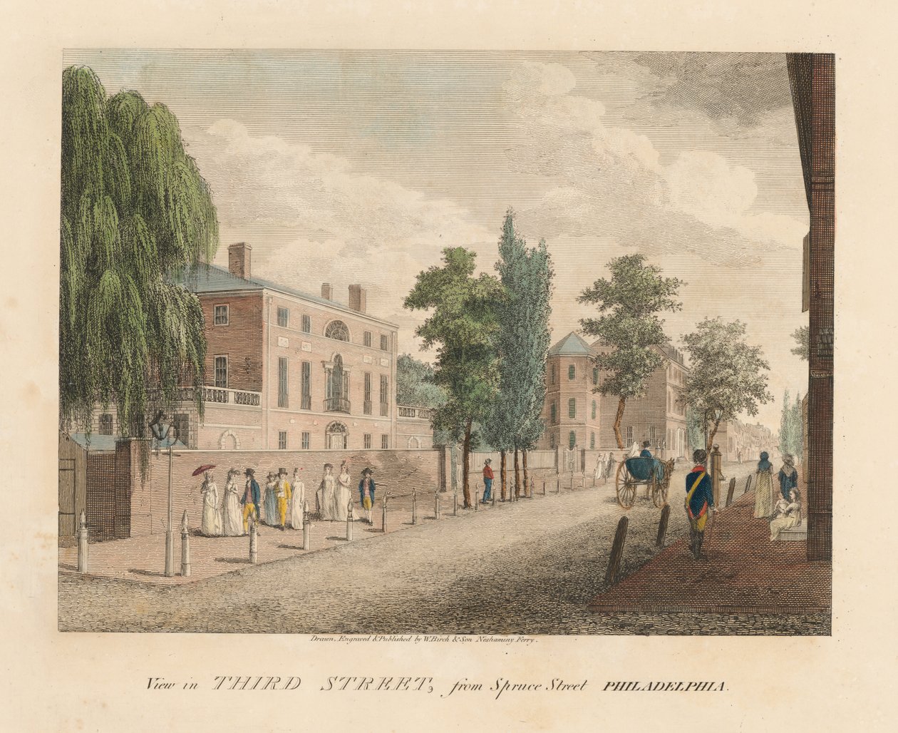 Vy över Third Street från Spruce Street av William Russell Birch
