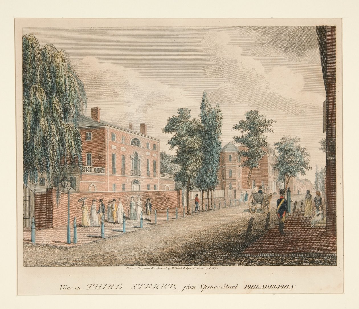 Vy över Third Street från Spruce Street, Philadelphia av William Russell Birch