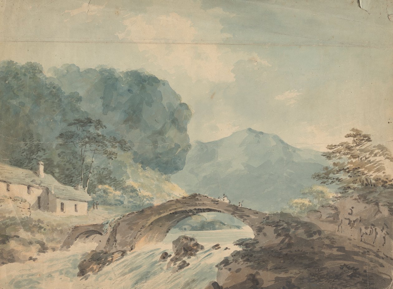 Bro som korsar floden av William Sawrey Gilpin