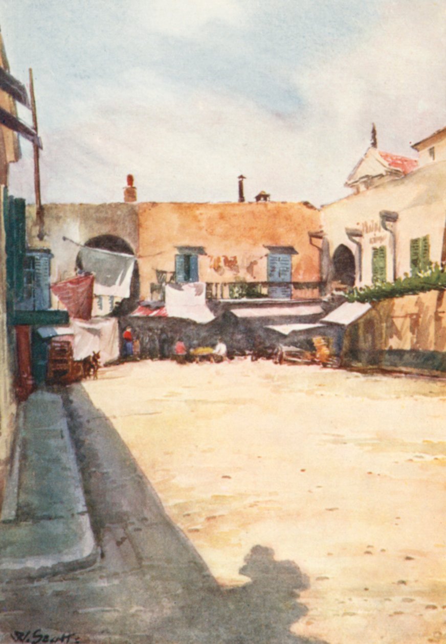Ett hörn nära marknaden, Nice (färglitografi) av William Scott